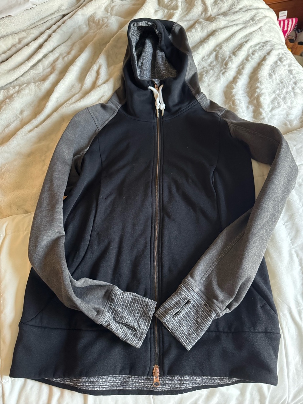 Lululemon Black and Gray Zip-Up Hooded zip up